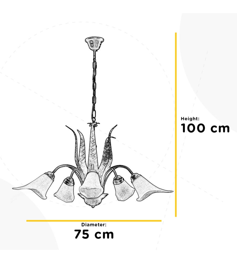 LAMPADARIO 5 LUCI ONLI "ALGA" BRONZO E14